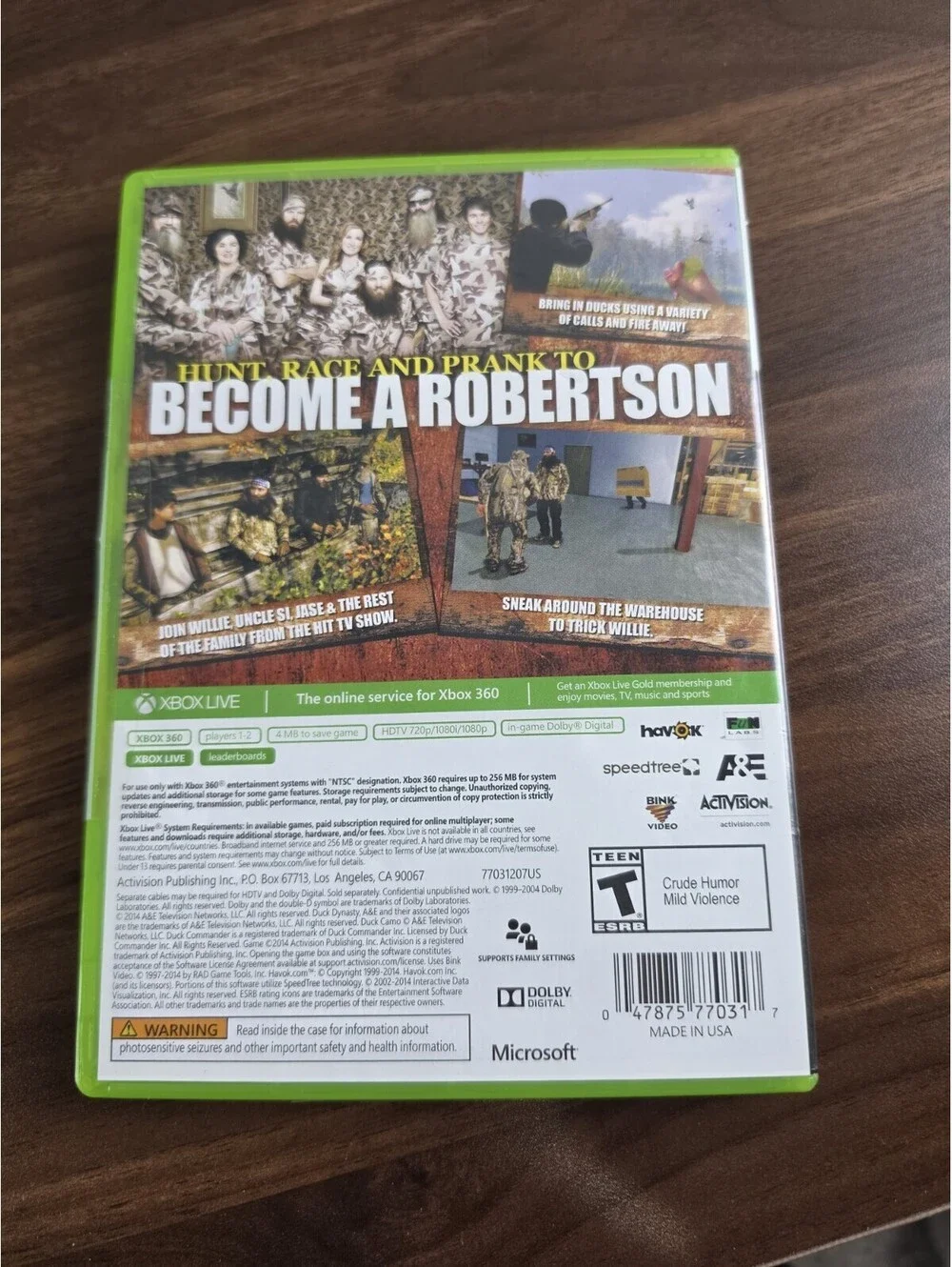 Activision Duck Dynasty Xbox 360 T 2014 Xbox Live Action Adventure NTSC-U/C